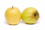 Yellow Apples On White Stock Photo