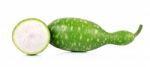 Slice Half Calabash, Bottle Gourd On White Background Stock Photo