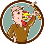 Turkey Builder Hammer Circle Cartoon Stock Photo