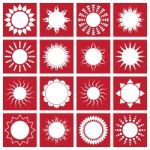 Sun Icon Set Red  Illustration Stock Photo