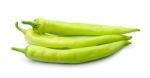 Green Hot Chili Pepper On White Stock Photo