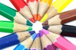 Color Pencil In Circle Stock Photo