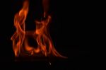 Beautiful Fire Flames On Black Background Stock Photo