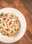 Deep Fried Calamari Rings And Salad Stock Photo