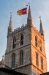 London - January 27 : Evening Sun Shining On Southwark Cathedral Stock Photo