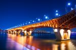 Seongsu Bridge At Night In Seoul,korea Stock Photo