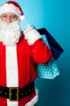 Saint Nicholas Carrying Colorful Shopping Bags Stock Photo