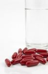 pills with water glass Stock Photo