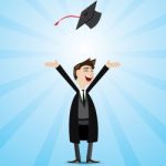 Cartoon Businessman In Graduation Form Stock Photo