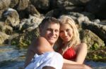 Loving Couple At Beach Stock Photo