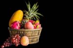 Fruits On A Black Background Stock Photo