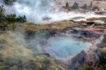 View Of The Artist Paint Pots In Yellowstone Stock Photo