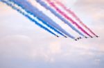 Red Arrows Formation Stock Photo