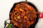 Fresh Seafoos Stew On An Iron Skillet Stock Photo