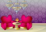 Cartoon  Illustration Interior Valentine Room With Separated Layers Stock Photo