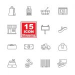 Shopping Icon Set On White Background Stock Photo