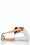 Woman Stretches Stock Photo