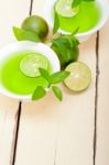 Mint Infusion Tea Tisane With Lime Stock Photo