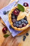 Decorated Homemade Shortcrust Pastry Berry Pie Stock Photo