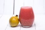 Fresh Guava Juice On A White Background Stock Photo