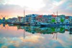 Leiden City Wharf And Galgewater At Sunset Stock Photo