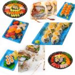 Japanese Sushi Collage Stock Photo