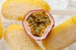 Passion Fruit  Popsicle Yummy Fresh Summer Fruit Sweet Dessert Still Life Stock Photo