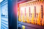 Fiber Optic With Servers In A Technology Data Center Stock Photo