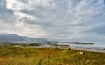 Norway Cloudy Summer Day. Bridges Over The Fjord Stock Photo