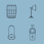 Camera Accessories Line Icon Set Stock Photo