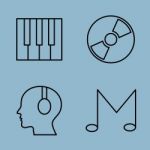 Music Line Icon Set Stock Photo