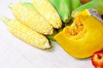 Corn With Pumpkin Stock Photo