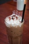 Iced Coffee Toping With Whipped Cream Stock Photo