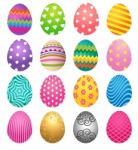 Set Of Colorful Eggs For Easter Day Stock Photo