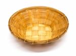 Empty Brown Wicker Woven Basket Isolated Stock Photo