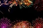 Set Of Colorful Fireworks For Celebration Background Stock Photo