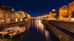 Otaru Canals At Night Stock Photo