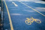 Bicycle Sign On The Road Stock Photo