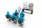 3d Business Persons At A Presentation,  Business Growth Analysing Stock Photo