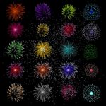 Variety Colorful Fireworks Stock Photo