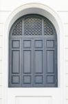 Closed Old Blue Wooden Windows Stock Photo