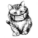 Illustration Of Cat With Mask Hand Drawn Stock Photo