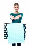 Young Shopaholic Girl With Vibrant Bags Stock Photo