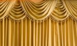 Light Gold Fabric Curtain Stock Photo