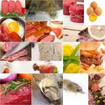 High Protein Food Collection Collage Stock Photo