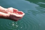 Human Hands Splashing Pure Water Stock Photo