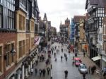 People Shopping In Chester City Centre Stock Photo