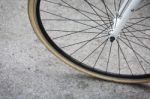 Bicycle Wheel On Street Stock Photo