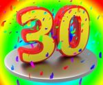 Thirty Anniversary Indicates Birthday Party And 30th Stock Photo