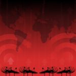 Red Alert : Satellite Dish Transmission Data On Red Background Stock Photo